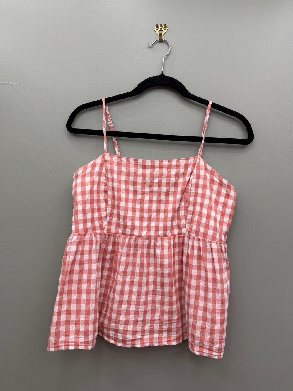 Wild Fable Pink Gingham Babydoll Tank Top Cotton Adjustable Straps M